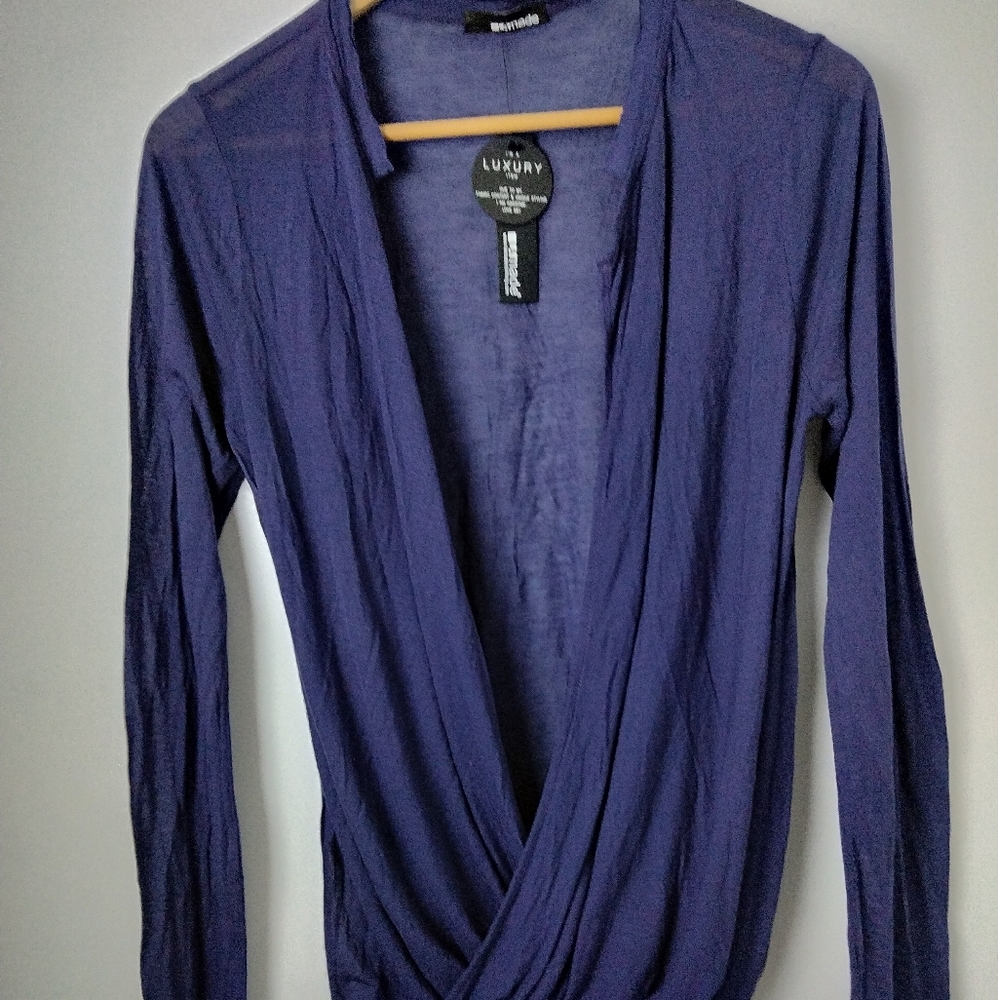 LAmade Cross Over Draped Cashmere Blend Top